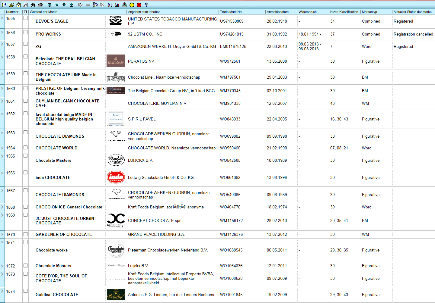 XPAT Trademark screenshot hitlist